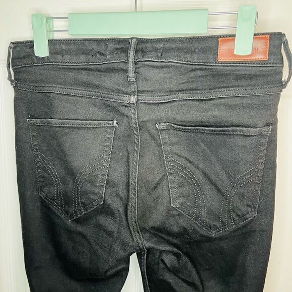 Hollister Distressed Mid Rise Super Skinny Classic Stretch Black 7 Long W 28 - Picture 6 of 10